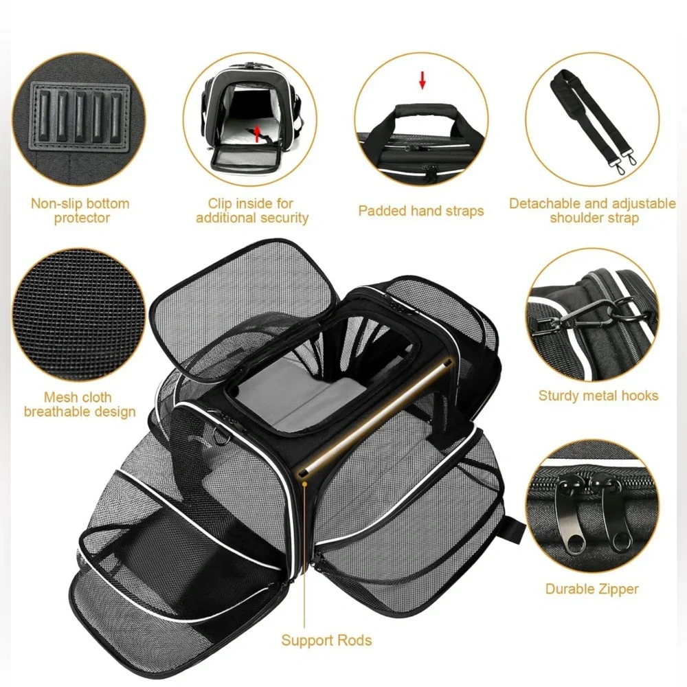 Expandable Gray Pet Carrier
